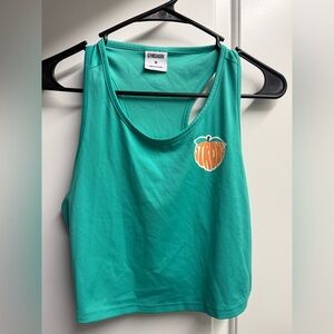 Gymshark Teal Tank Top with Peach shaped graphic